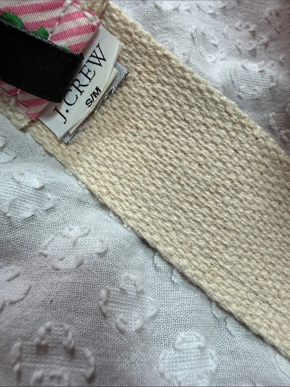 J. Crew Pink Stripe Green Hippo Cotton Canvas Belt S/M